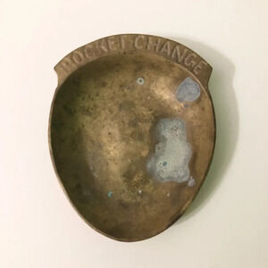 Vintage Brass Pocket  Change Dish Trinket Jewelry Key Holder Coin Bowl